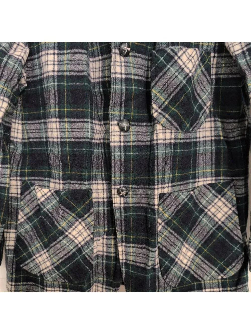 Vintage Pendleton Virgin Wool Plaid Blazer Mens Size Large Green 3 Button Jacket